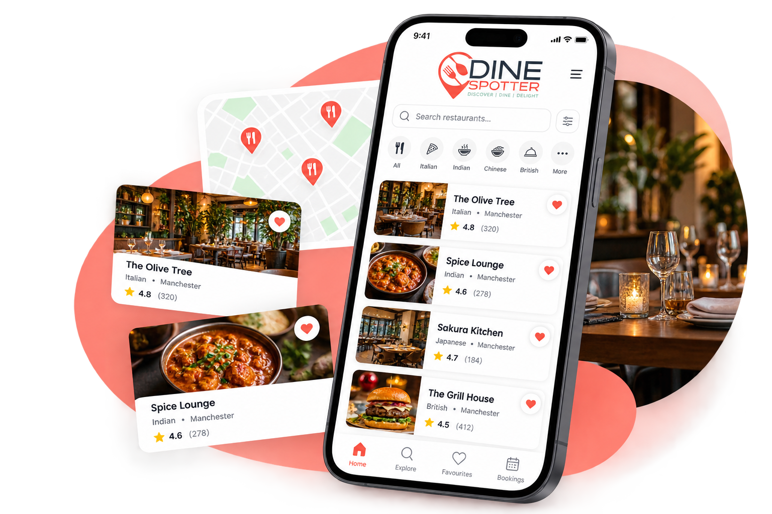 DineSpotter restaurant discovery interface